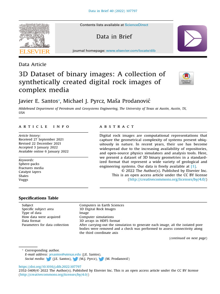 3D Binary Rock Image Dataset | PDF | Porosity | Permeability (Earth ...