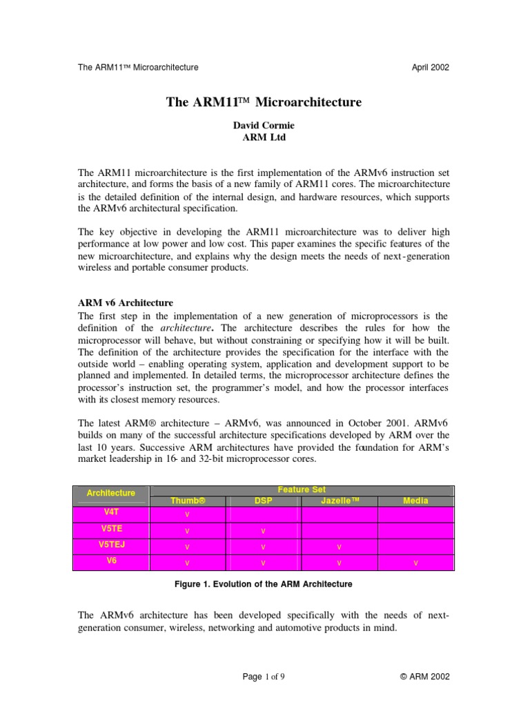 ARM 11 Micro Architecture | PDF | Arm Architecture | Cpu Cache