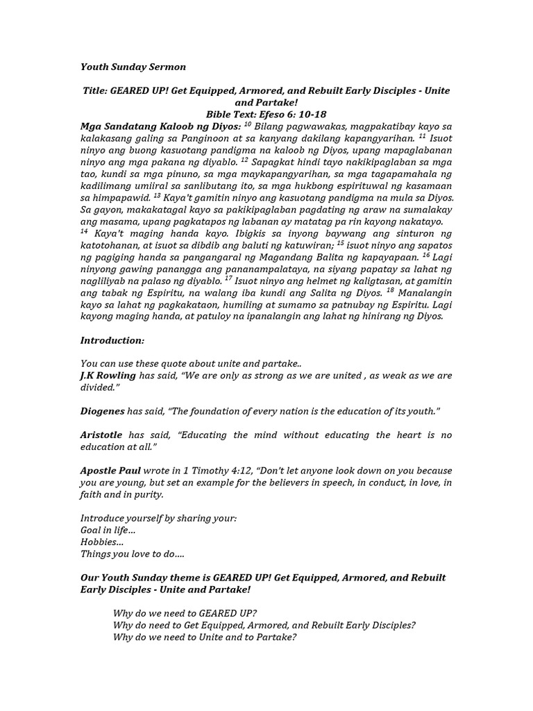 Youth sunday sermon pdf