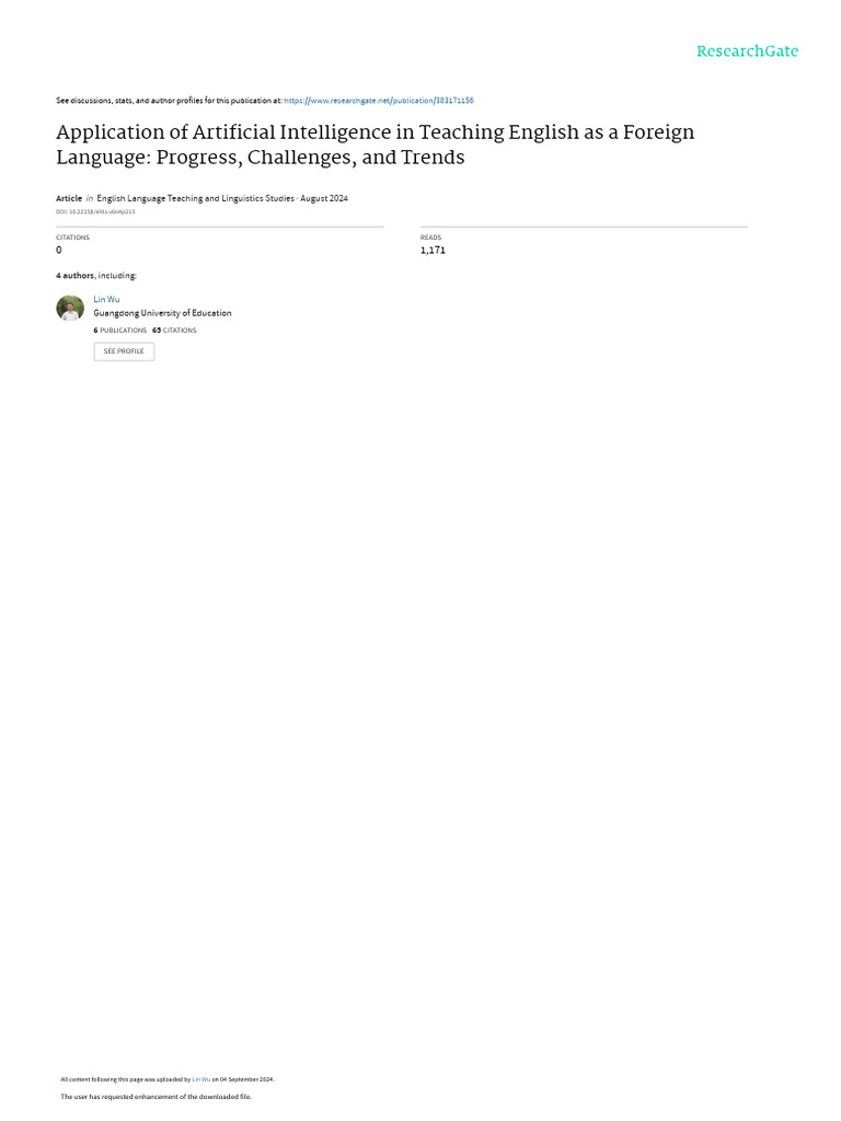 AI in Teaching English as a Foreign Language | PDF | Intelligence (AI ...