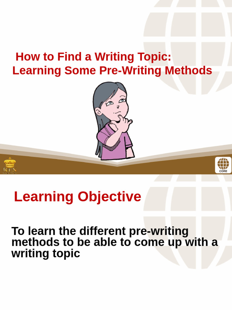 Pre-Writing Techniques for Topic Selection | PDF | Human Communication