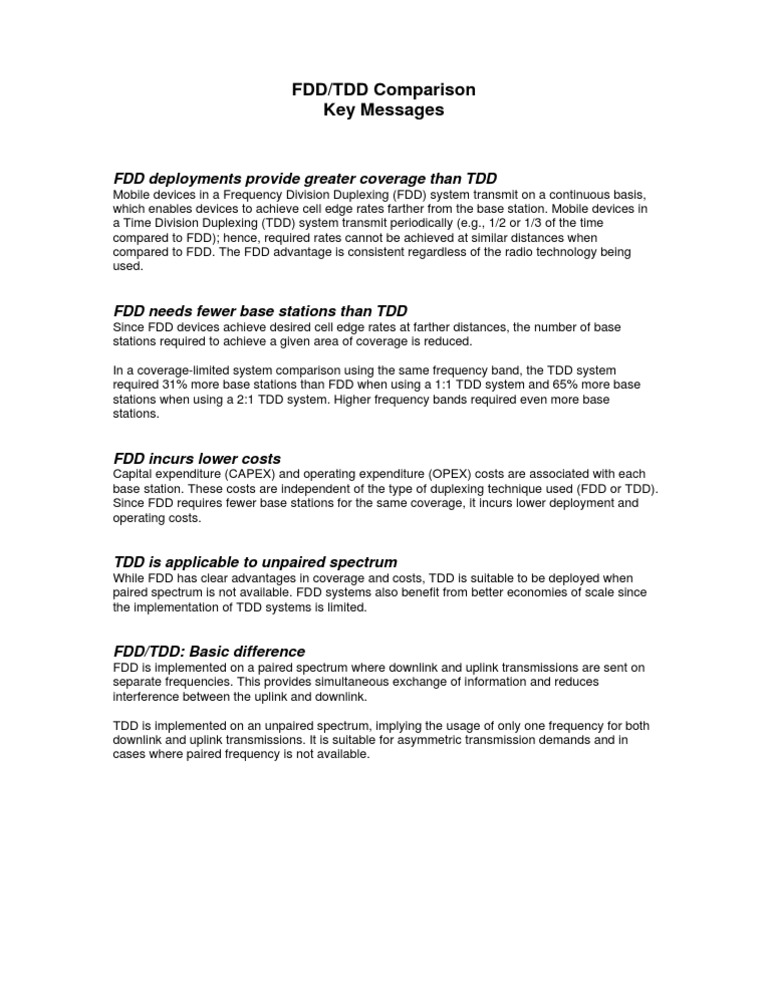 FDDTDD Comparison | PDF