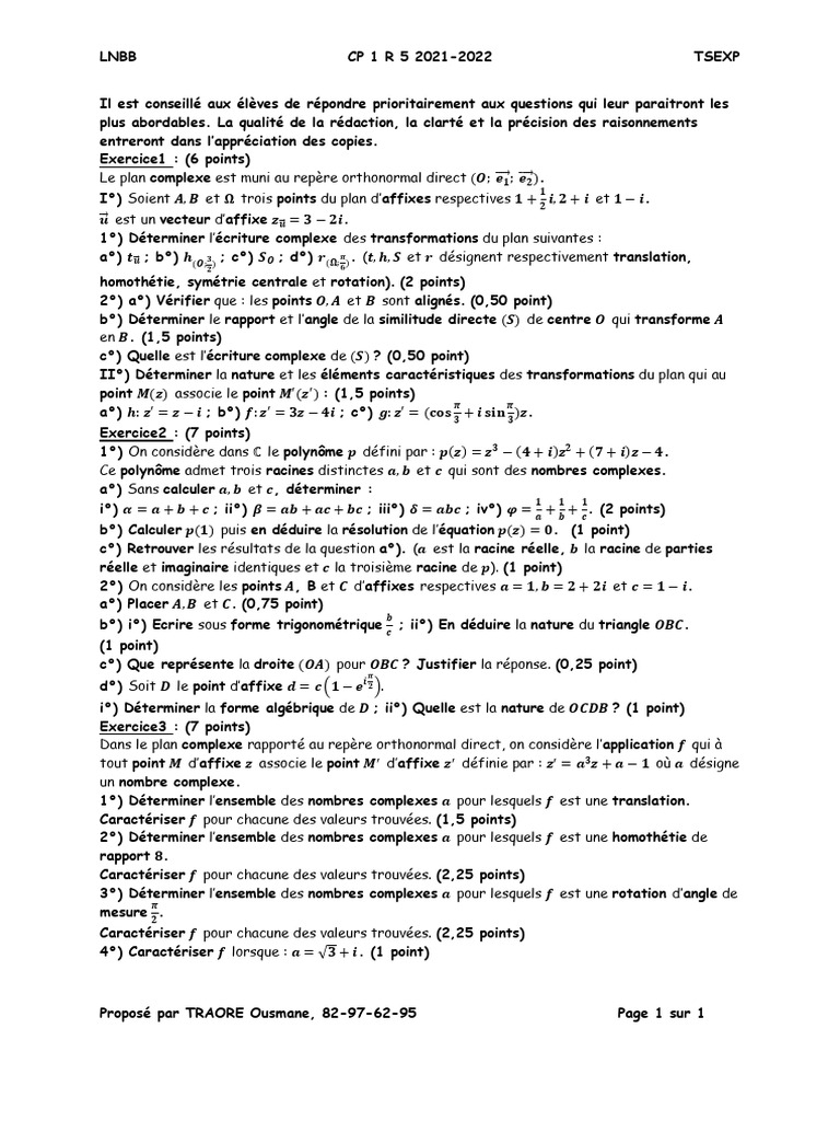 Transformations du plan complexe 2021-2022 | PDF | Zéro d'une fonction ...