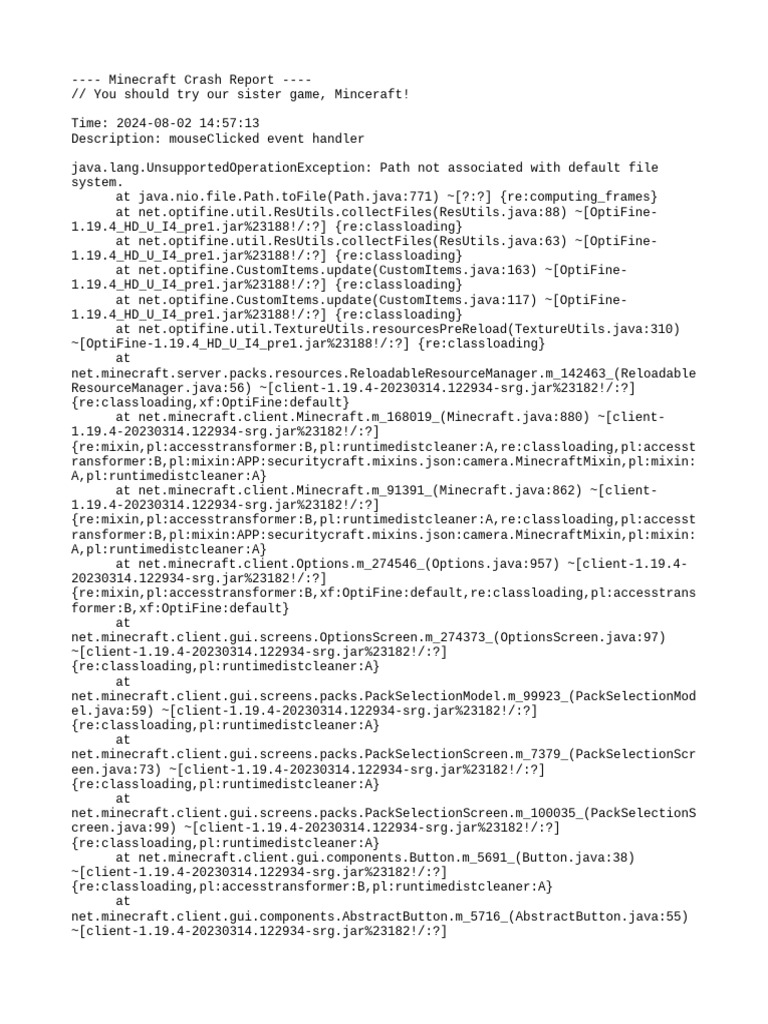 Minecraft Crash: OptiFine Issue | PDF | Computer Engineering | X86 ...