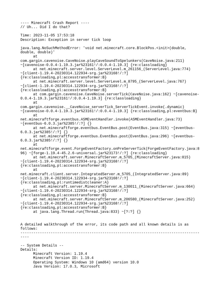 Minecraft Server Crash Report Analysis | PDF | Computer Hardware ...
