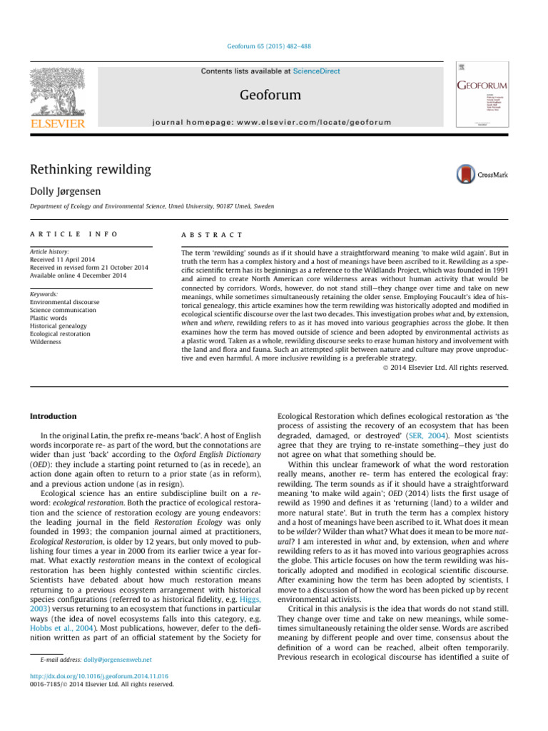 Rethinking the Concept of Rewilding | PDF | Wilderness | Restoration ...