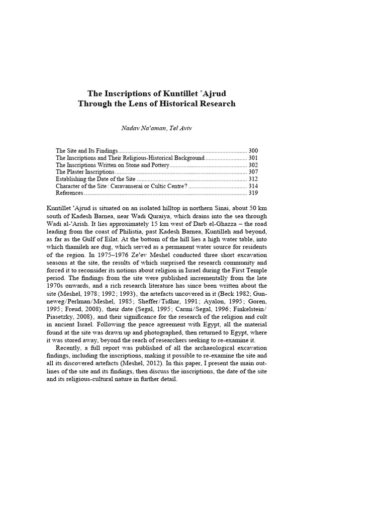 The Inscriptions of Kuntillet Ajrud Thro | PDF | Books Of Kings