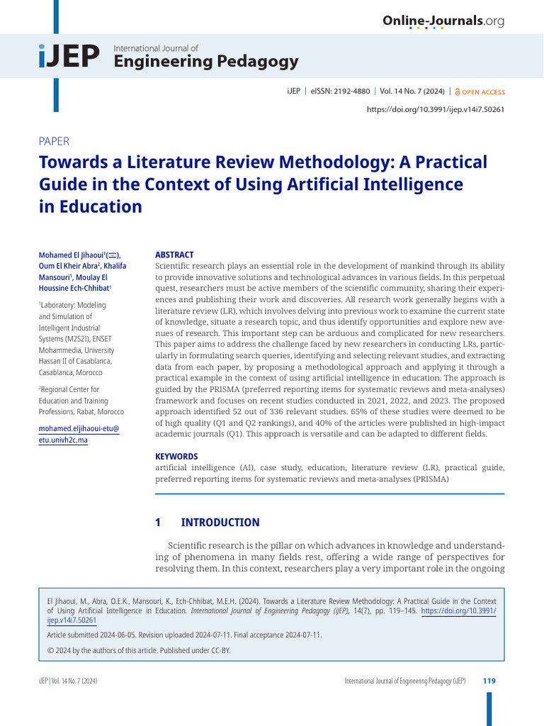 Towards A Literature Review Methodology A Practica | PDF | Artificial ...