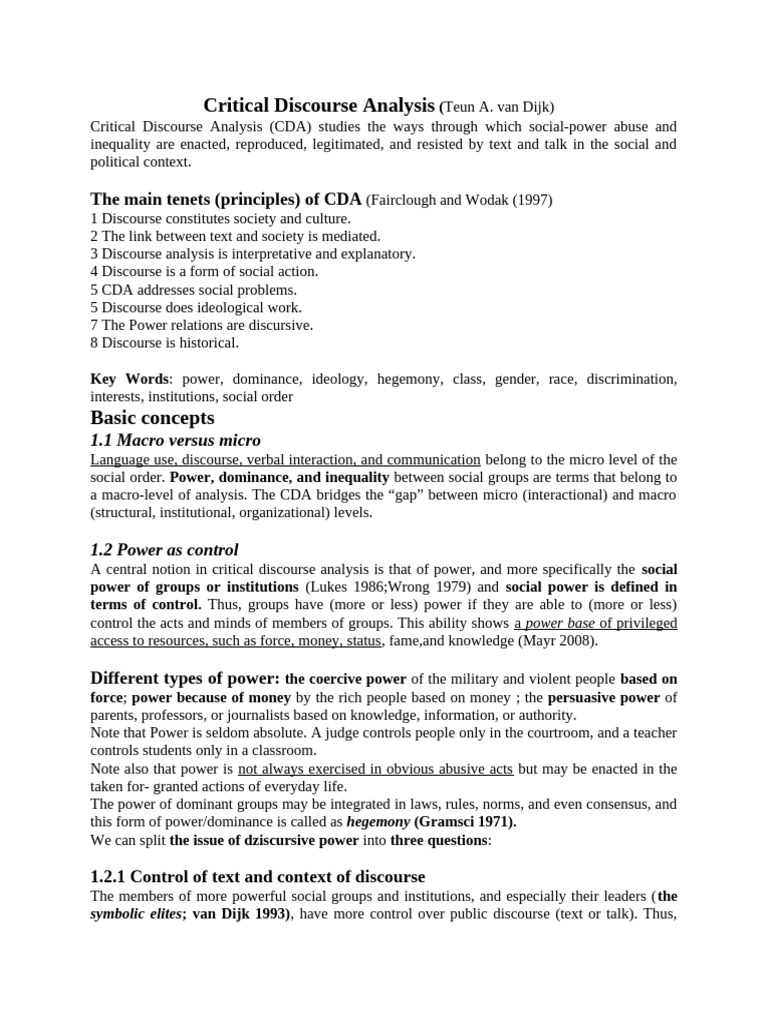 2.Critical Discourse Analysis | PDF | Power (Social And Political ...