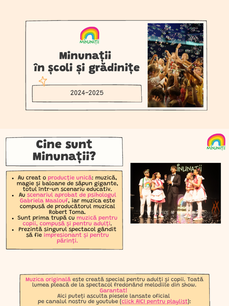 Minunatii În Scoli Și Gradinite 2024-2025 | PDF