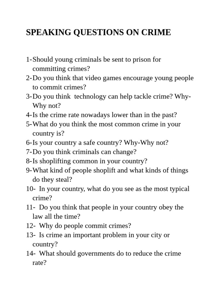 Speaking Questions On Crime | PDF