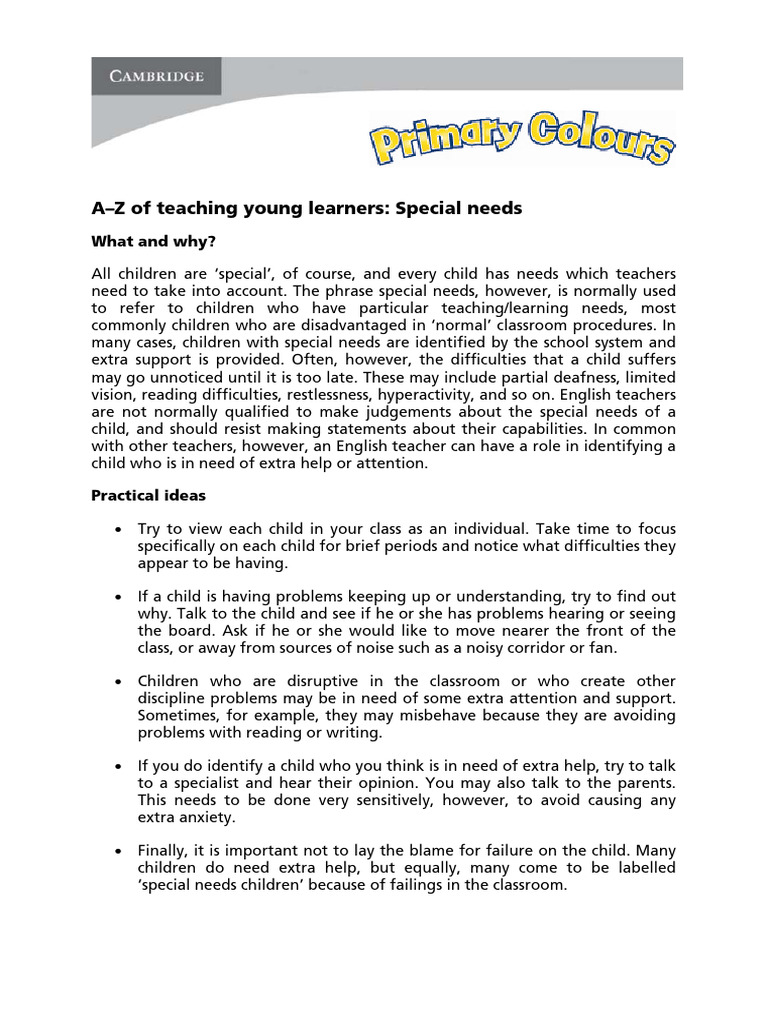Teaching Strategies for Special Needs Kids | PDF