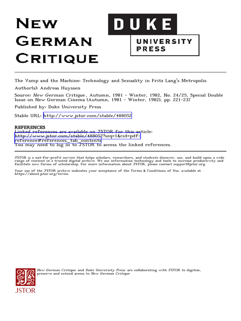 Technology and Sexuality in Metropolis | PDF | Android (Robot) | Robot
