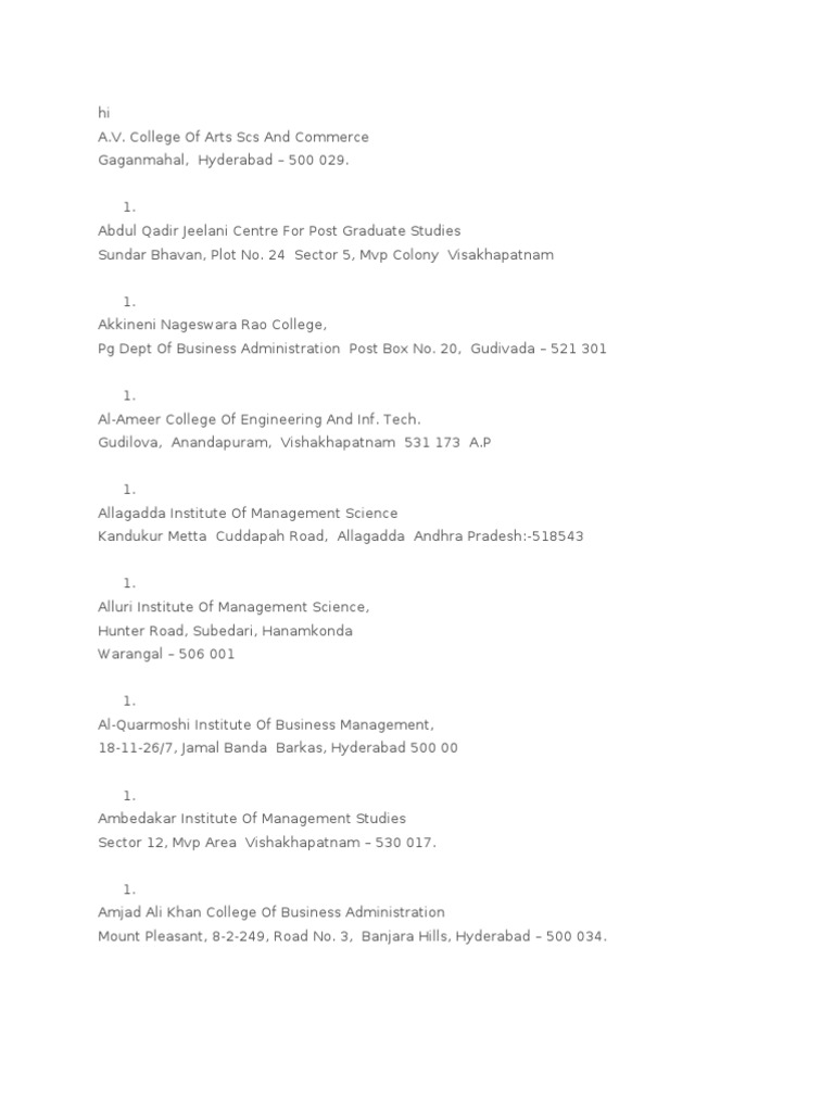 List of Colleges | PDF