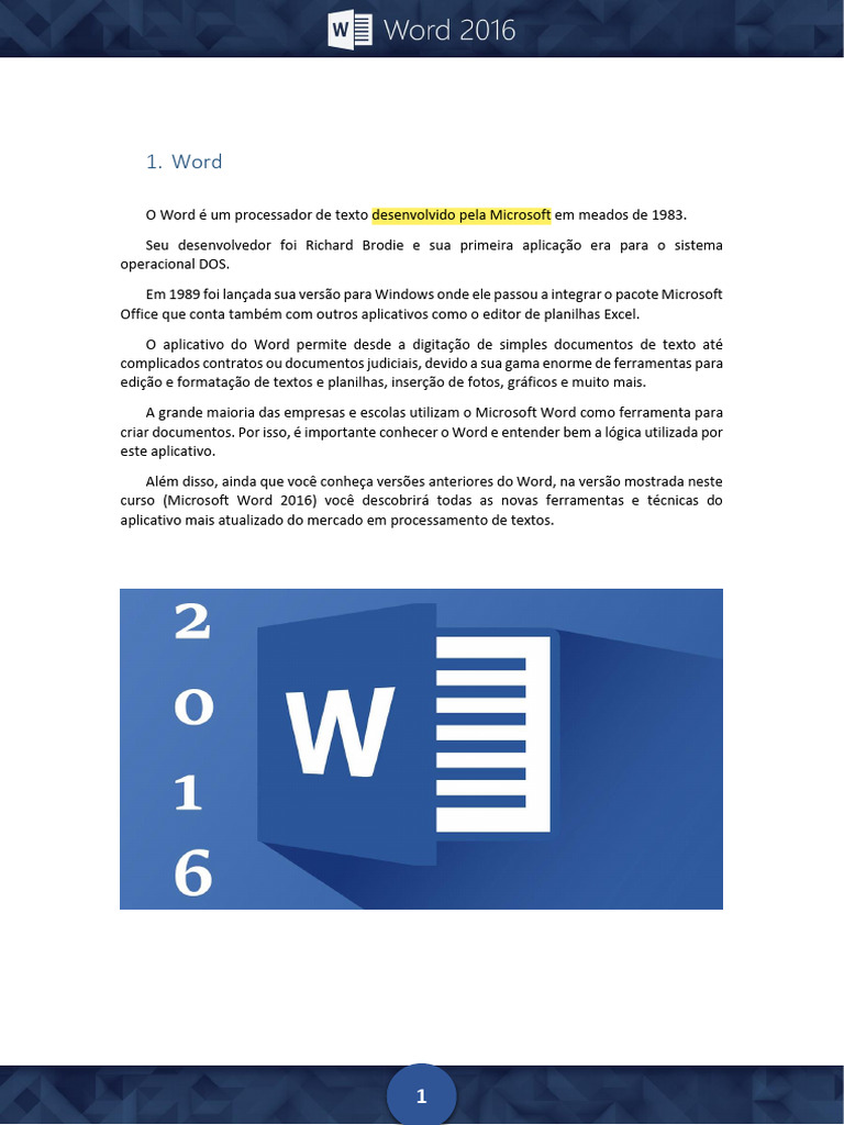 Introdução ao Microsoft Word 2016 | PDF | Microsoft | Programas