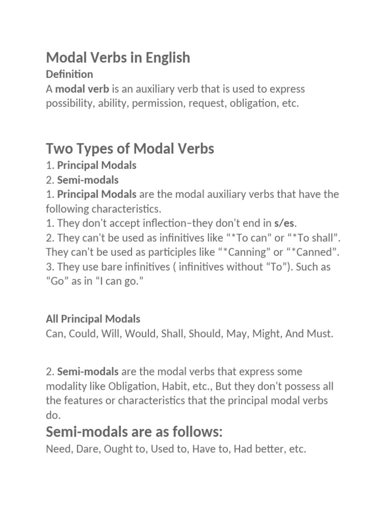 English Modal Verbs Guide | PDF | Verb | Grammar