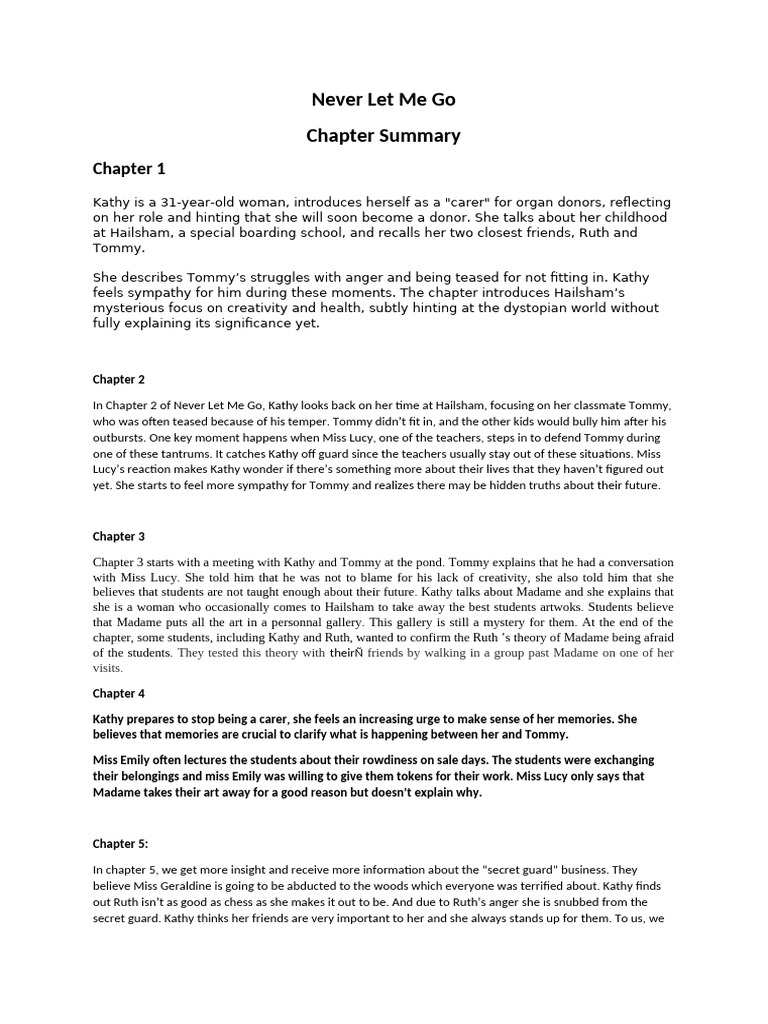 Chapter Summaries of Never Let Me Go | PDF