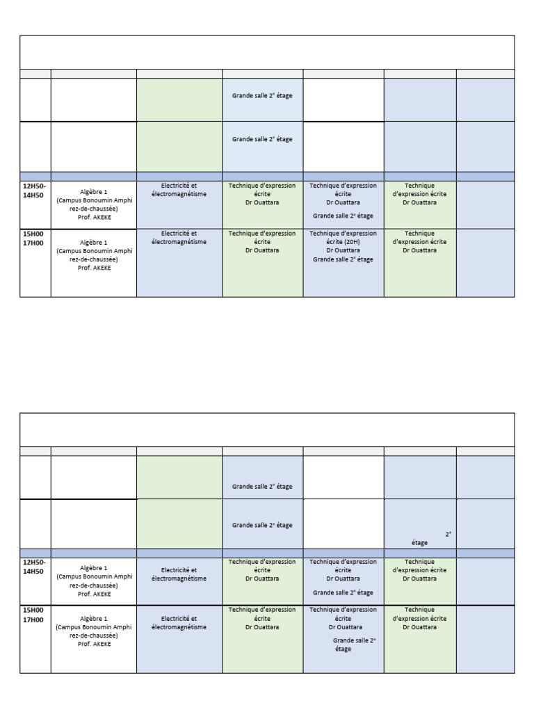 Emploi du temps Licence 2024-2025 | PDF | Informatique | Bases de données