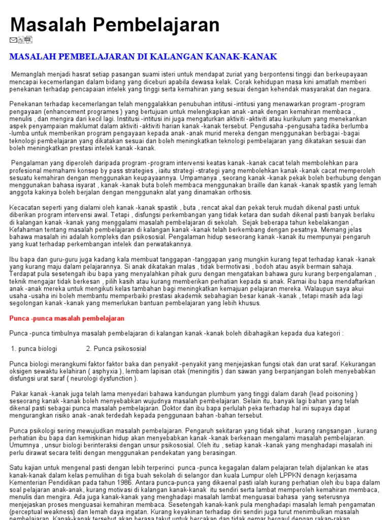 Masalah Pembelajaran Pdf