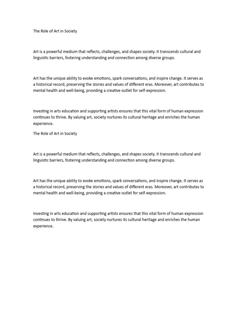 Art's Impact on Society & Culture | PDF