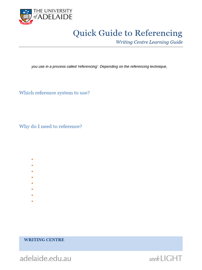 learningguide - quick guide to referencing | PDF | Bibliography | Human ...