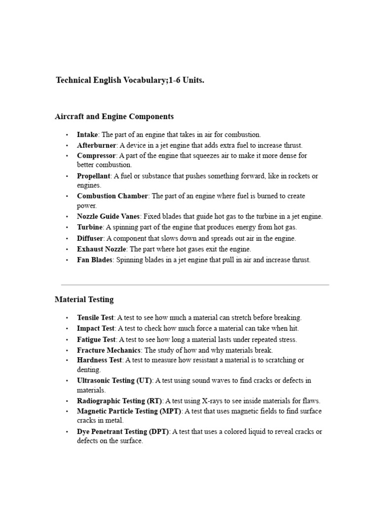 Jet Engine Component Glossary | PDF | Engines | Jet Engine
