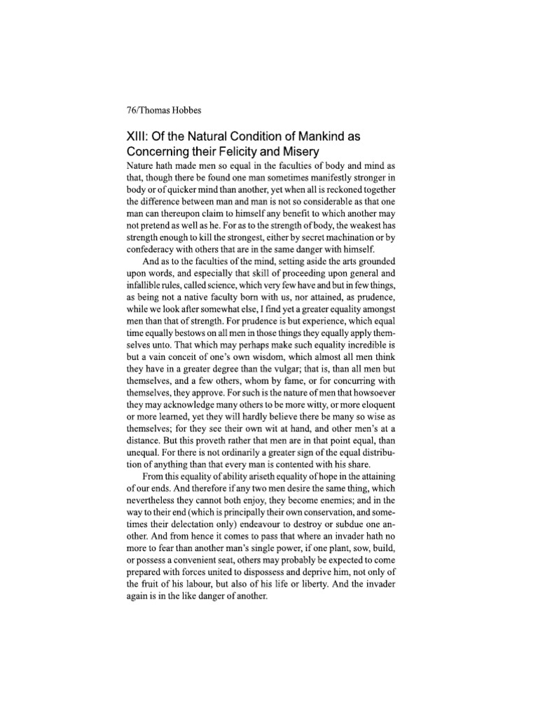 Hobbes First Reading | PDF