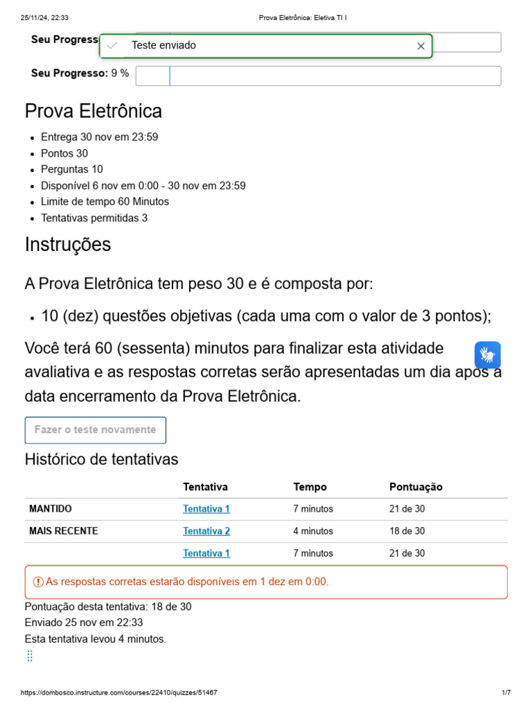 Prova Eletrônica: Eletiva TI I | PDF | Gestão de Tecnologia da ...