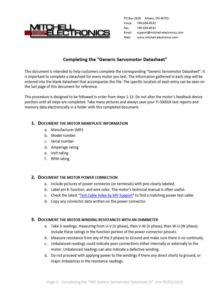 Complete Generic Servomotor Datasheet Guide | PDF | Electrical ...