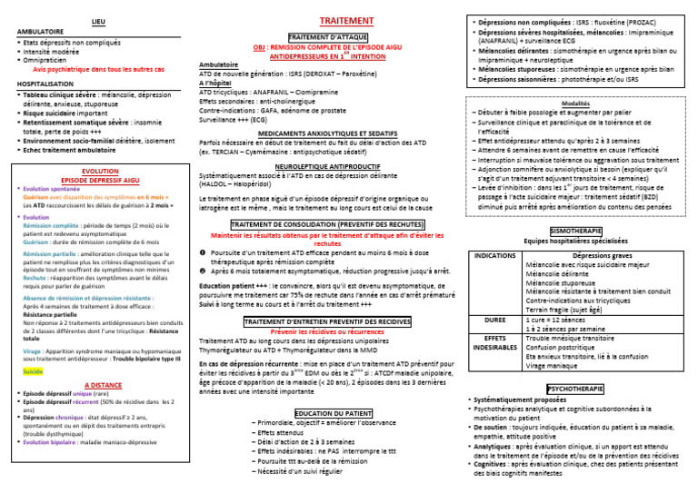 Évolution et traitement de la dépression | PDF | Antidépresseur ...