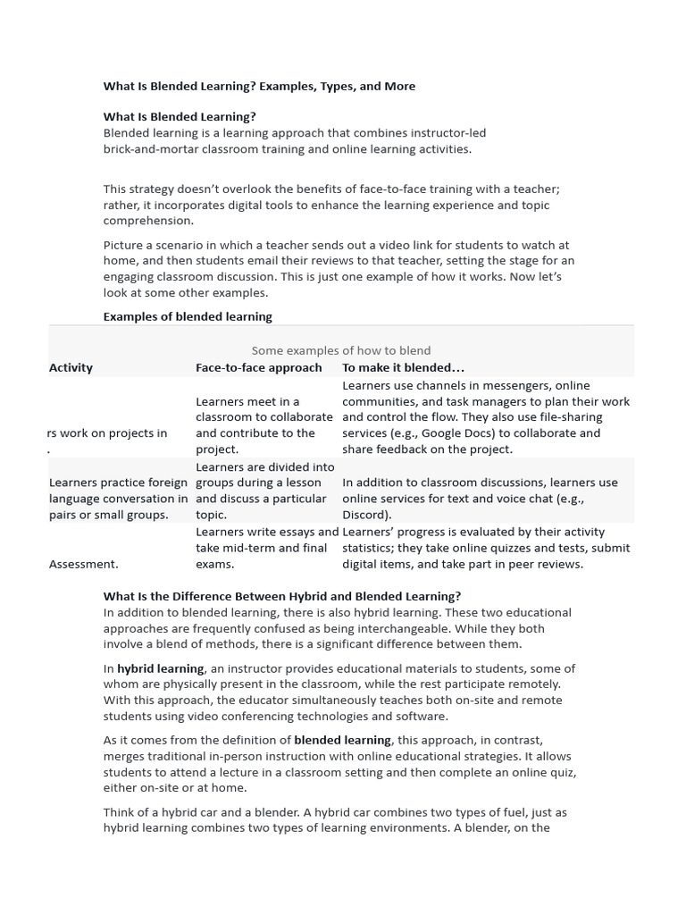 Blended Learning Models Pdf Learning Educational Technology