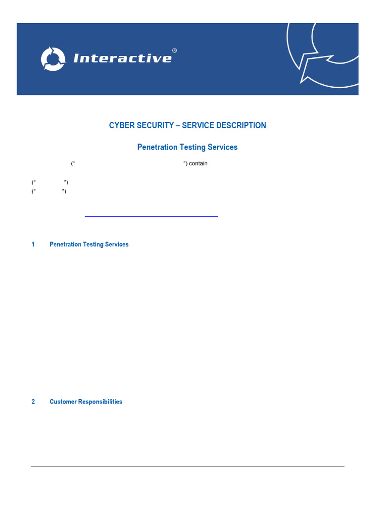 Penetration Testing Service Overview | PDF | Penetration Test | Ip Address