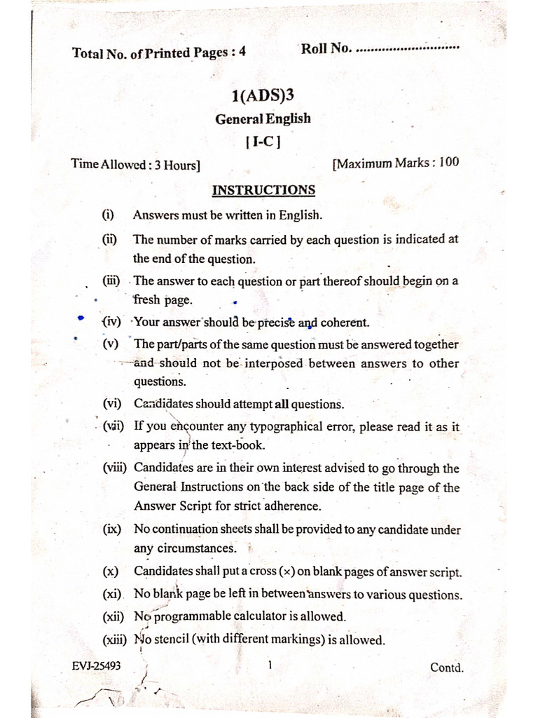 General English 2016 AD Paper | PDF