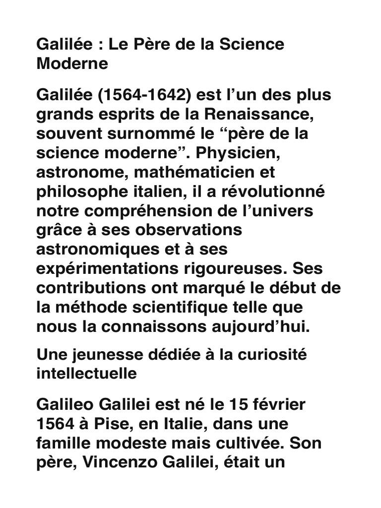 Galilée : Pionnier de la Science Moderne | PDF | Galilée | Héliocentrisme