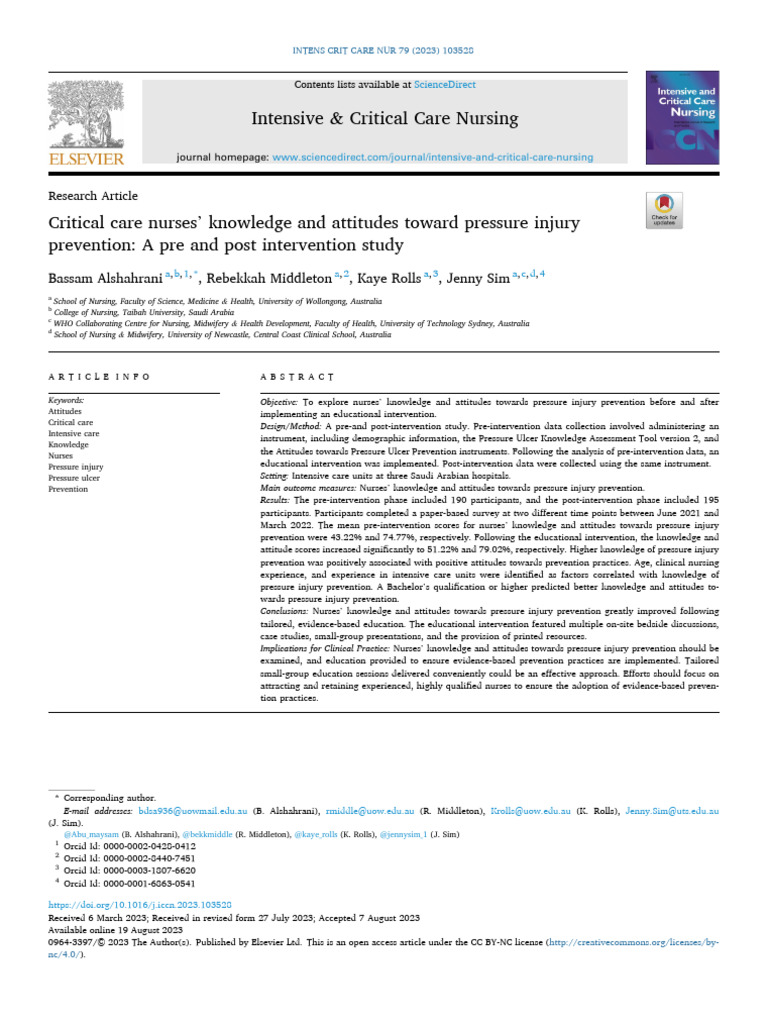 Critical Care Nurses Knowledge | PDF | Intensive Care Unit | Likert Scale