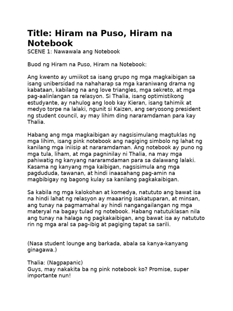 Title Hiram Na Puso, Hiram Na Notebook | PDF