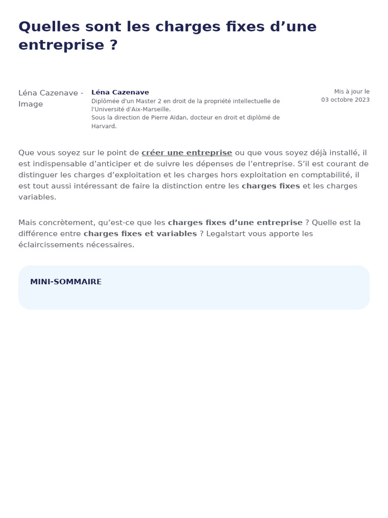 Comprendre les charges fixes d'entreprise | PDF | Business | Comptabilité