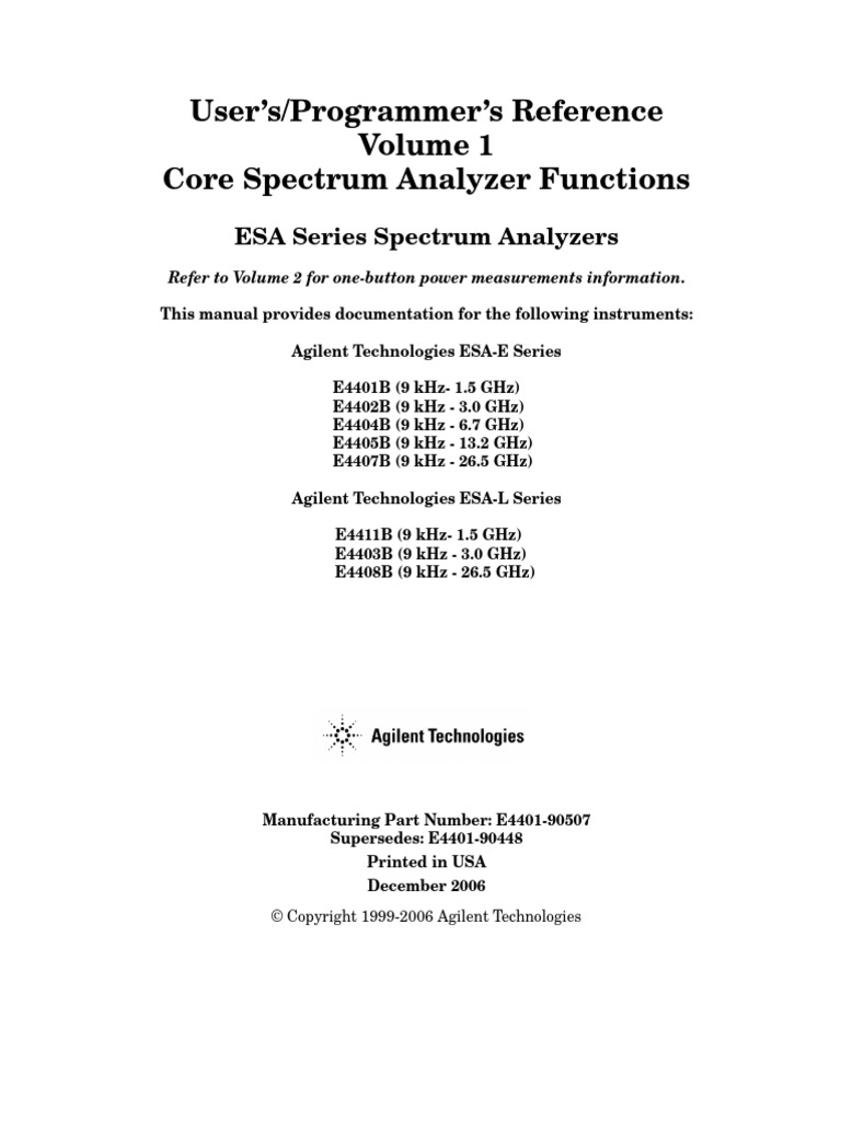 User's/Programmer's Reference Core Spectrum Analyzer Functions | PDF ...