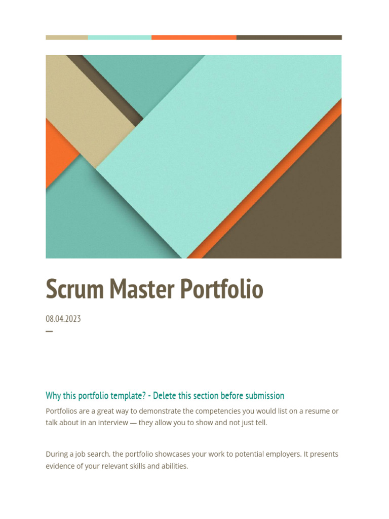Scrum Master Portfolio Template Guide | PDF | Résumé | Mentorship