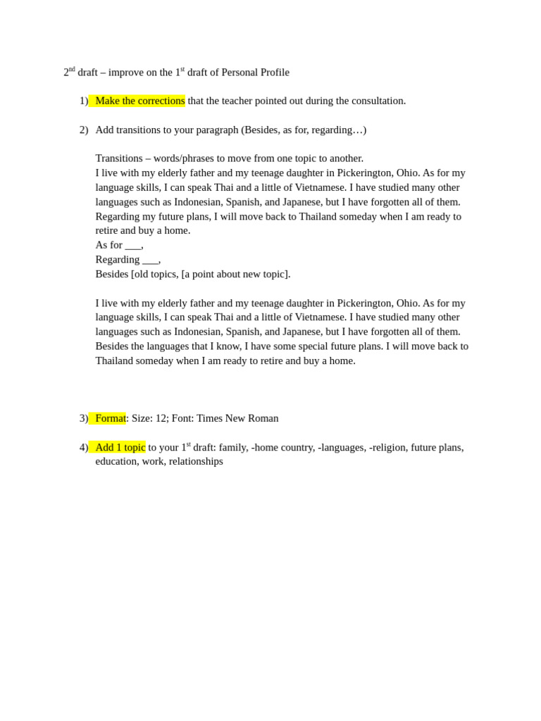 Notes On 2nd Draft of Writing Topic 1 | PDF