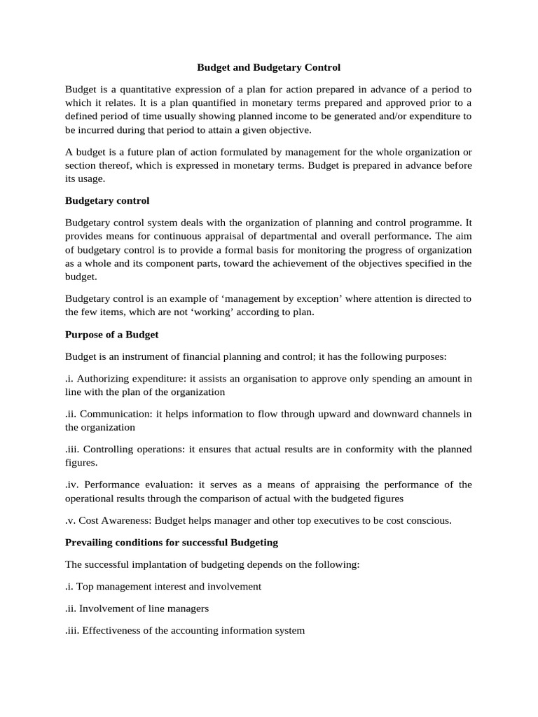 Budgeting and Control Guide | PDF | Budget | Expense