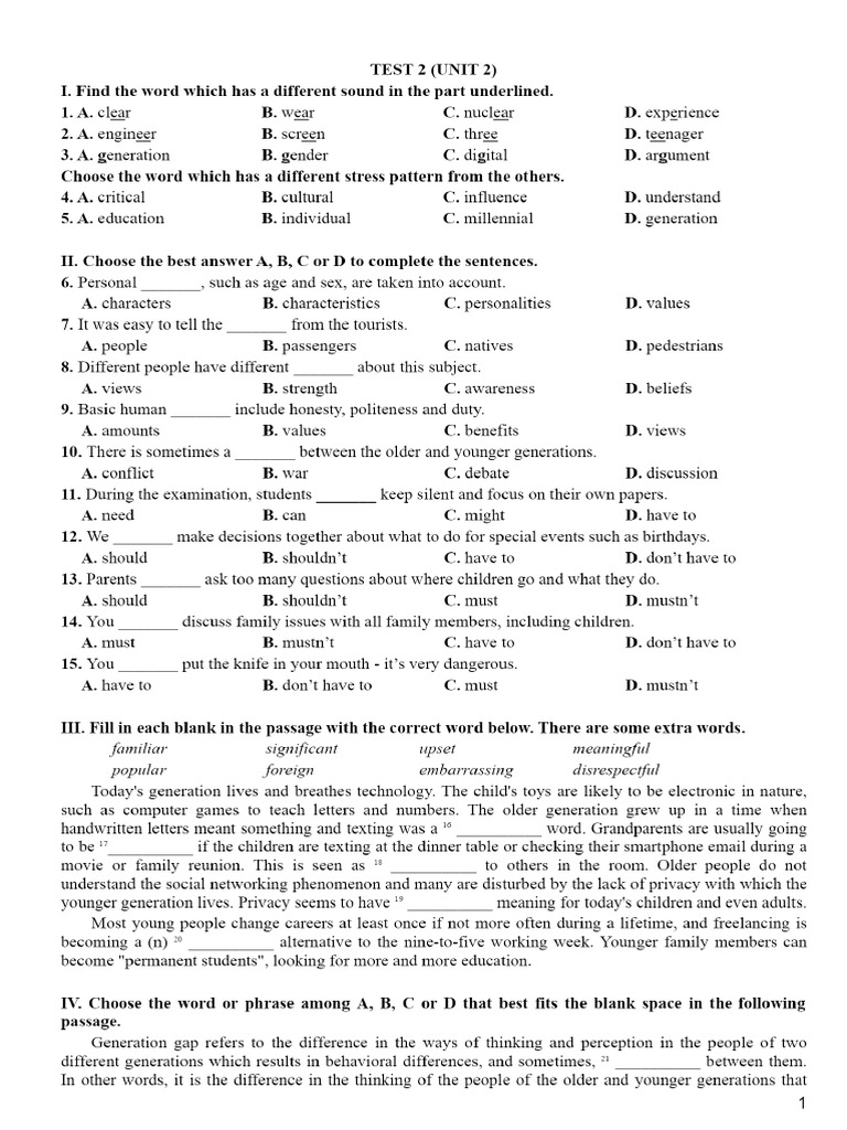 UNIT 2 - TEST 2 | PDF
