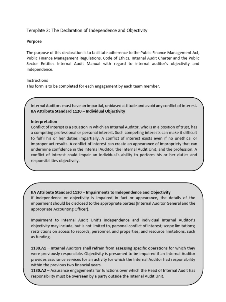 Auditor Independence Declaration Template | PDF | Internal Audit | Audit