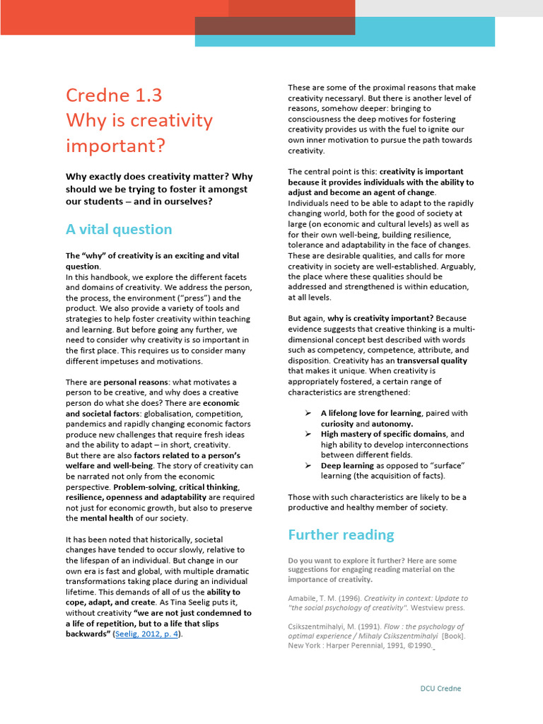 Importance of Creativity in Education | PDF | Creativity | Learning