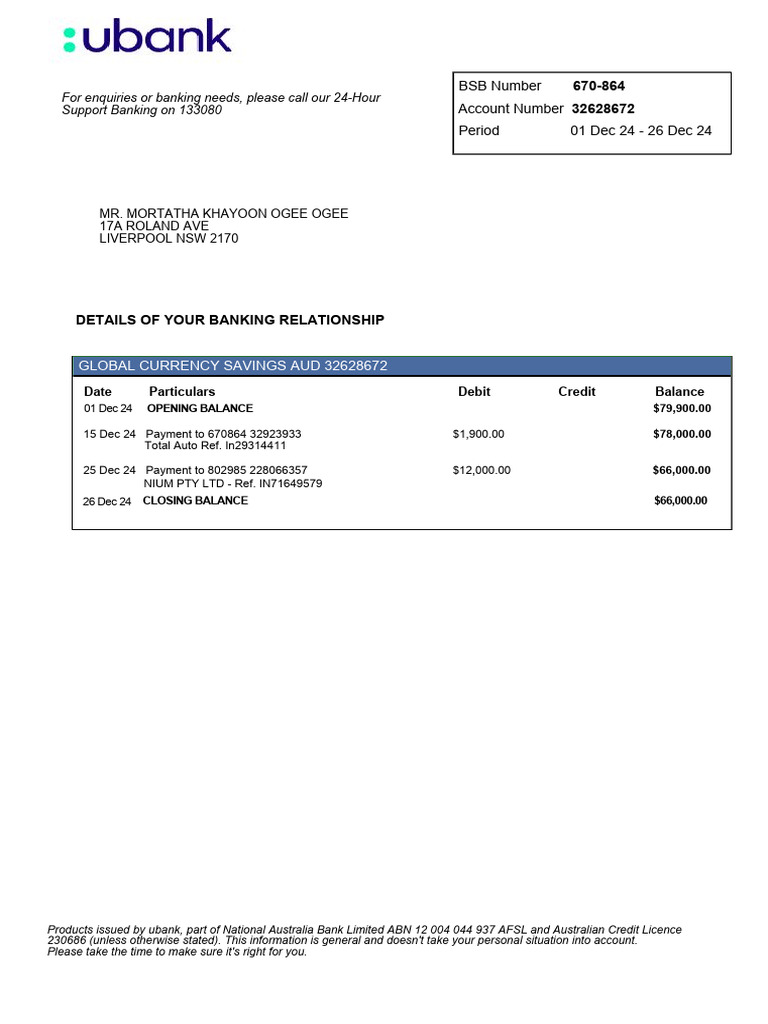 Banking Statement Summary Dec 2024 | PDF