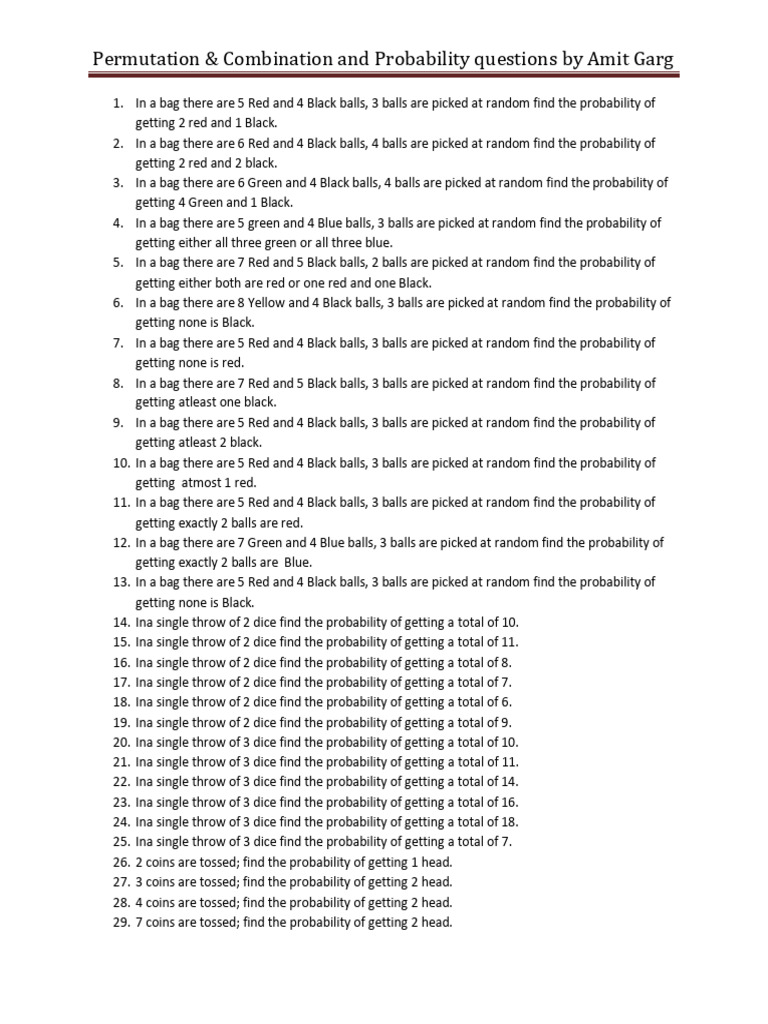 P & C and Probability questions | PDF | Linguistics | Phonetics