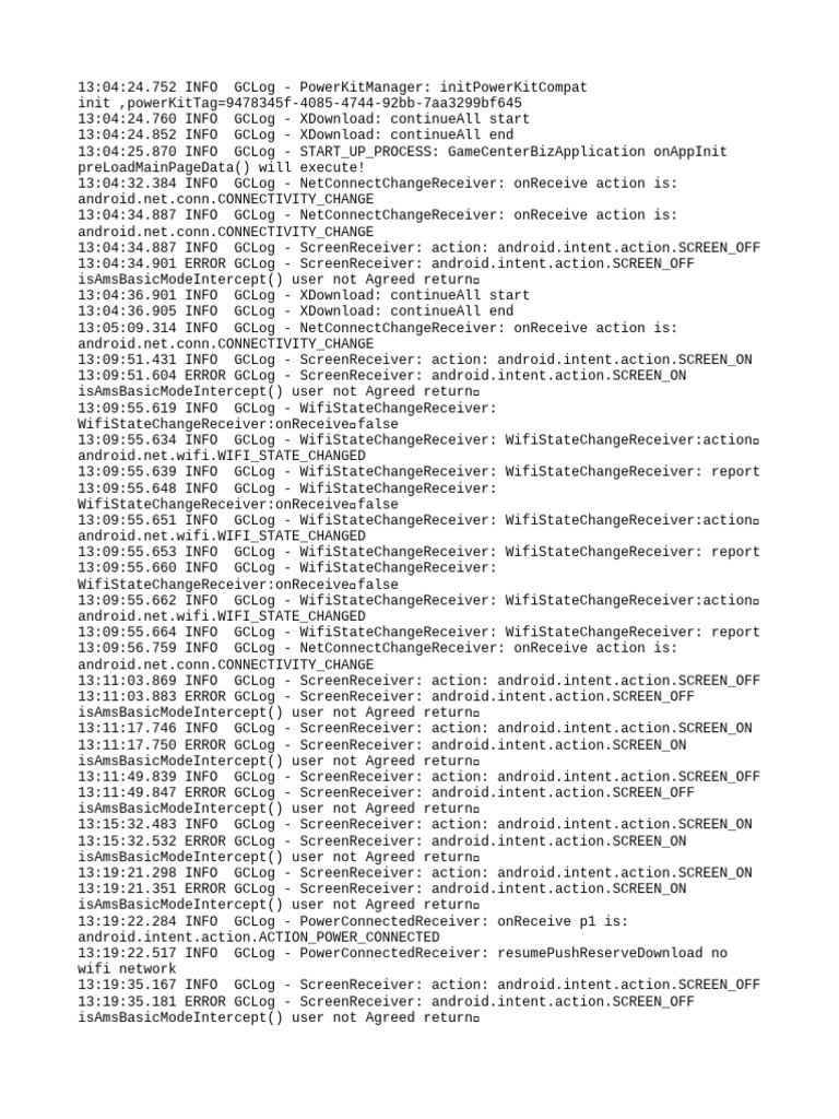 Android Connectivity and Screen Events Log | PDF