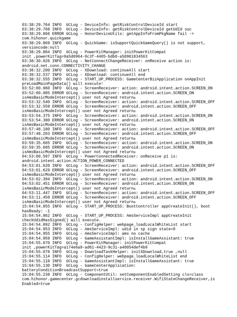 Device Info and Screen Receiver Logs | PDF