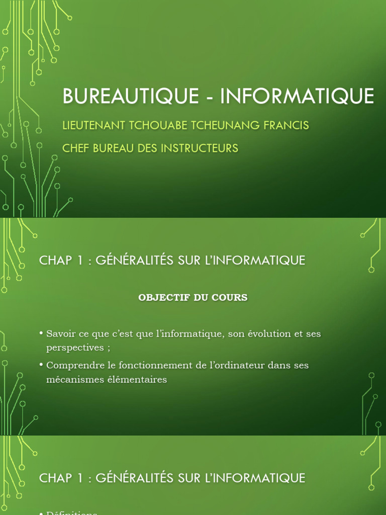 Introduction à l'informatique bureautique | PDF | Matériel informatique ...