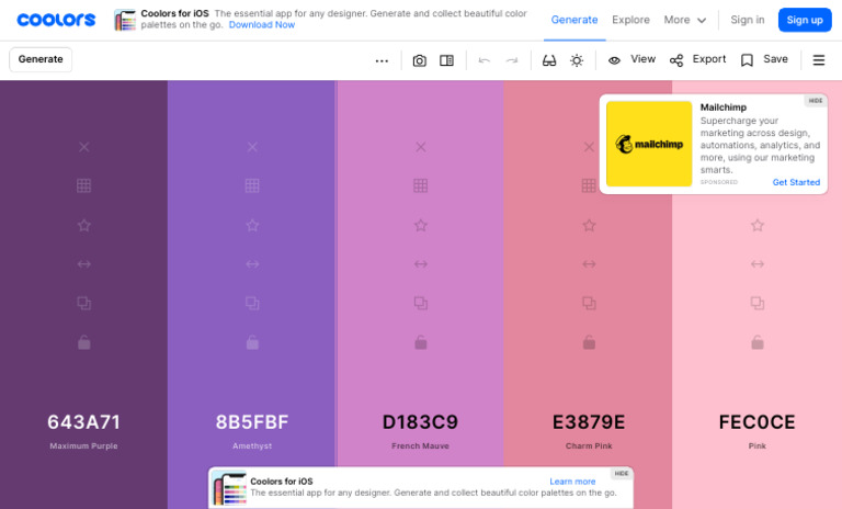 Create A Palette - Coolors | PDF | Software | Personal Digital Assistant